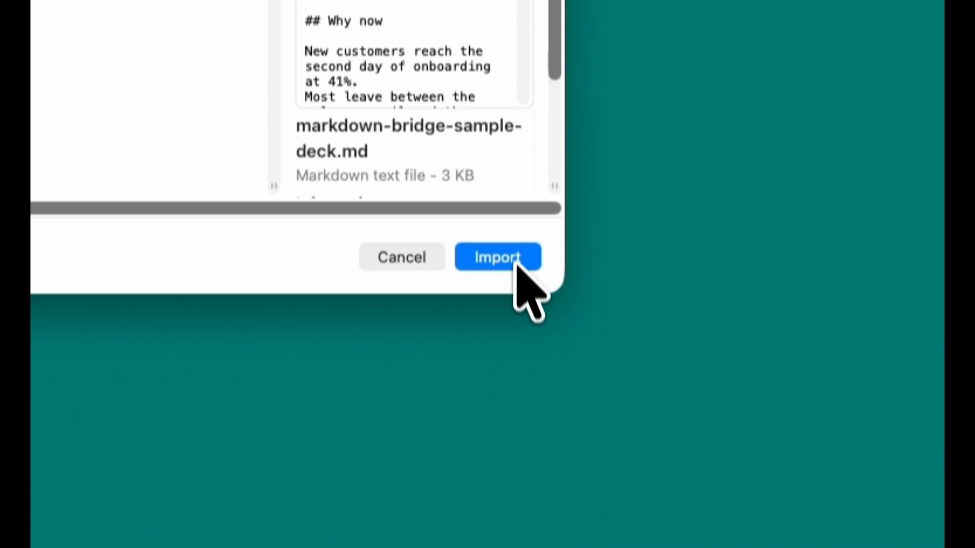Typedeck importing a Markdown file into a new presentation.