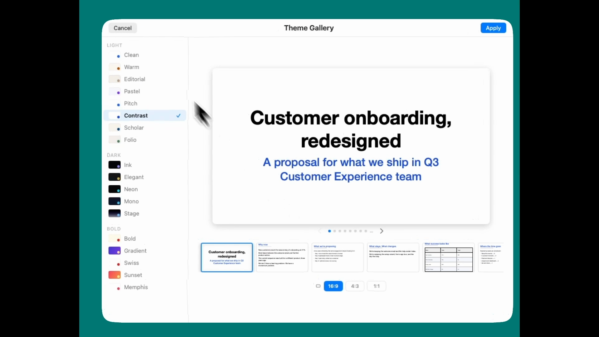 Typedeck theme gallery showing imported Markdown slides with different visual themes.